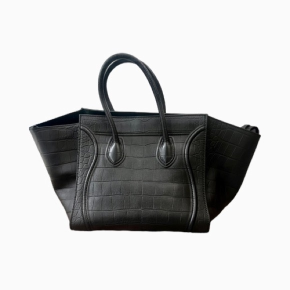 CELINE 
Crocodile Embossed Calfskin Medium Phantom Luggage Black - Picture 4 of 6